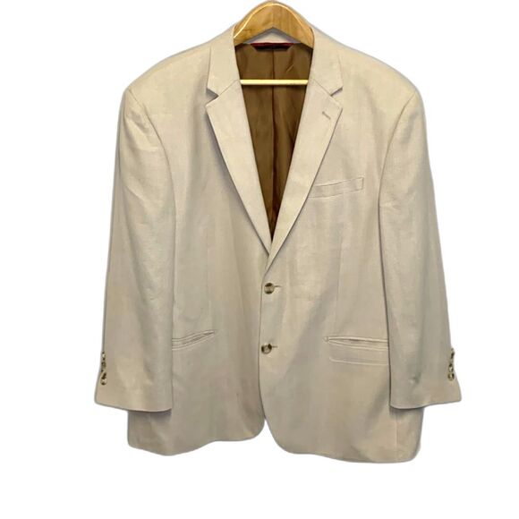 Pronto Moda Elite Cream Wool Silk Bamboo Woven Texture 2 Button Sport Coat 42R - Picture 2 of 14